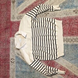 Apricot sweater knit black and cream soft striped knit 22 ptp (small to medium)